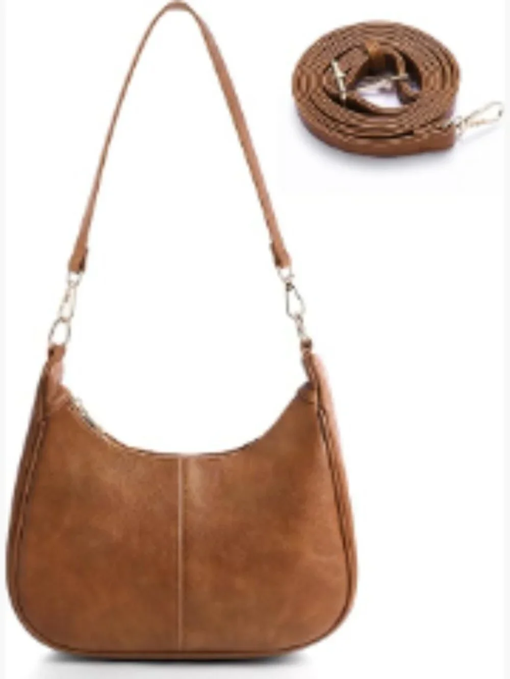 Slouchy Faux Leather Crossbody Hobo Bag with Zippered Back Pocket